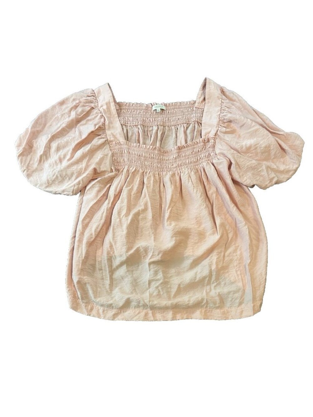 Angels Forever Young Blush Pink Smocked Puff Sleeve Peasant Womens Top 3X Fairy